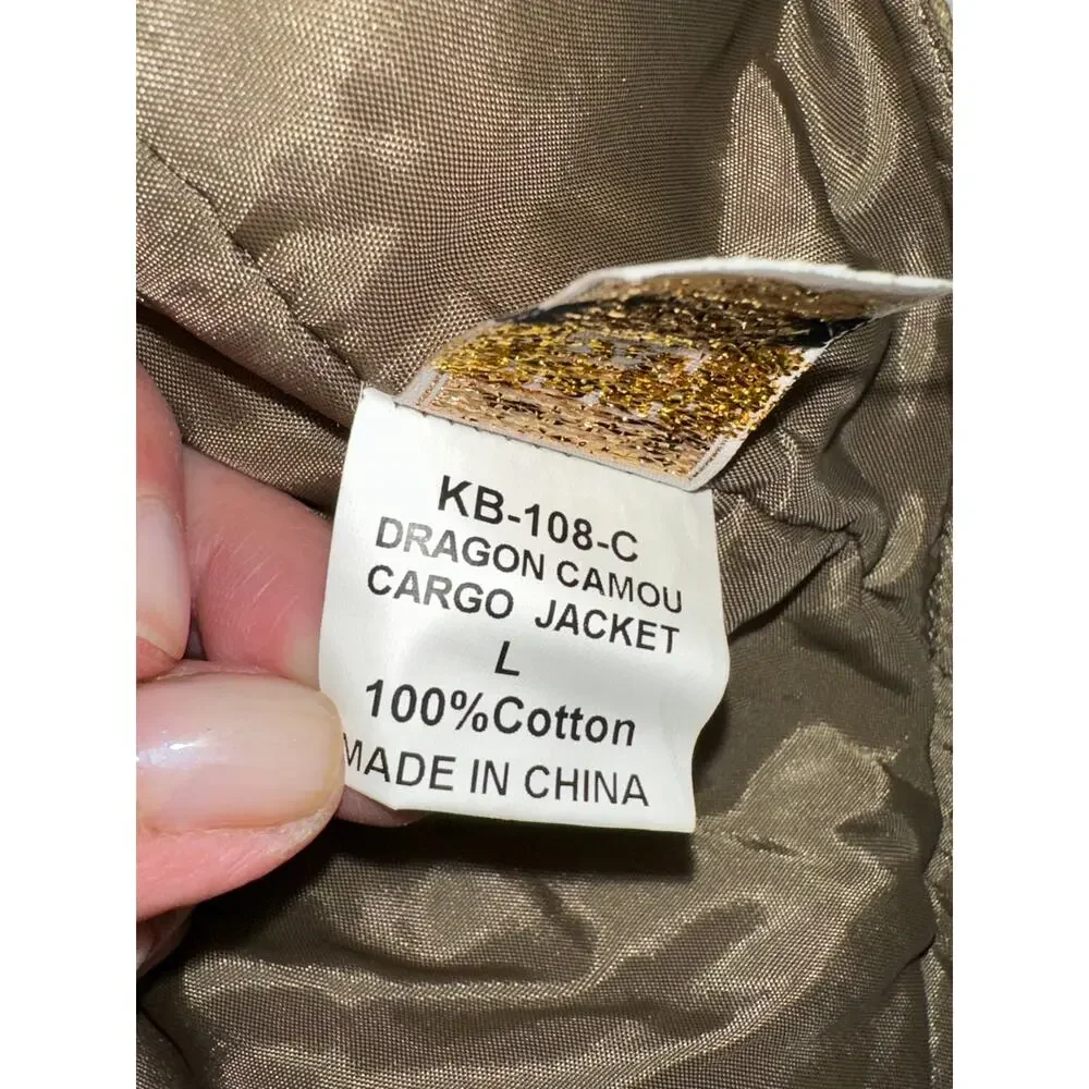 NWOT WARM LINED CAMO DRAGON EMBROIDERY DOG COAT 100% COTTON